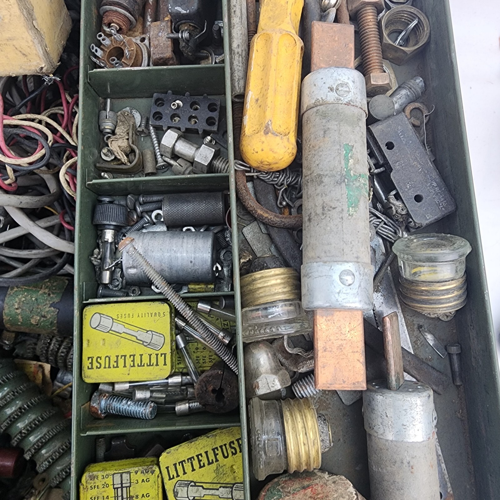 Vtg Kennedy Kits Cantilever Tackle Tool Box With Electricians Stash Lot HEAVY