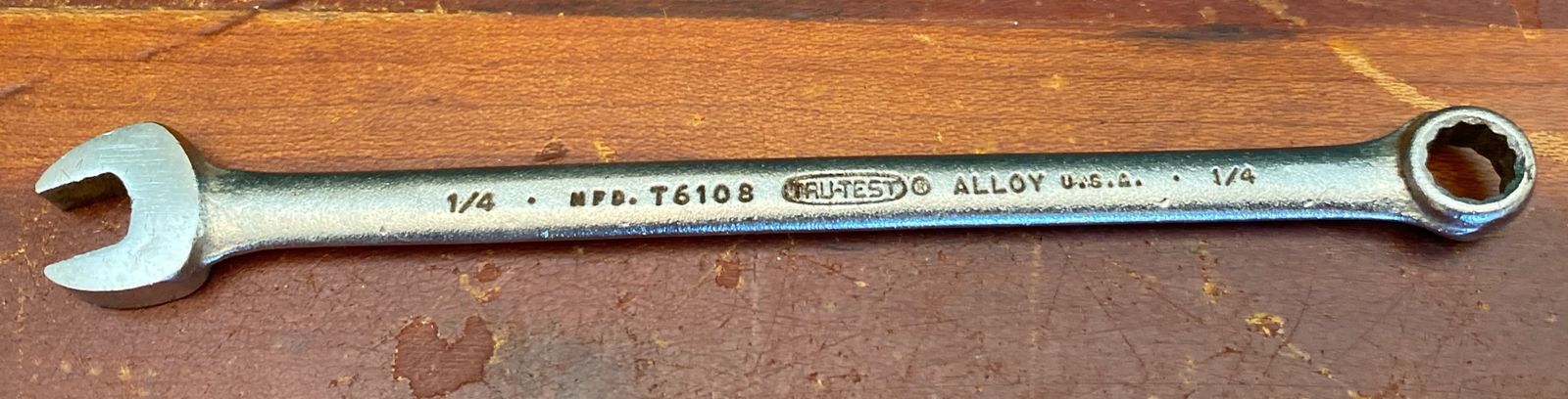 Vintage Tru-Test 1/4” Alloy Combination Wrench No. T6108 Made in USA Mechanics