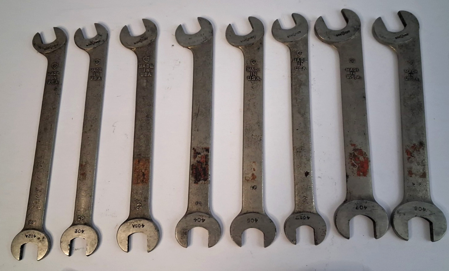 Vintage Bonney Forge & Tool CHROME-VANADIUM Wrench Set Of 8 With Original Pouch