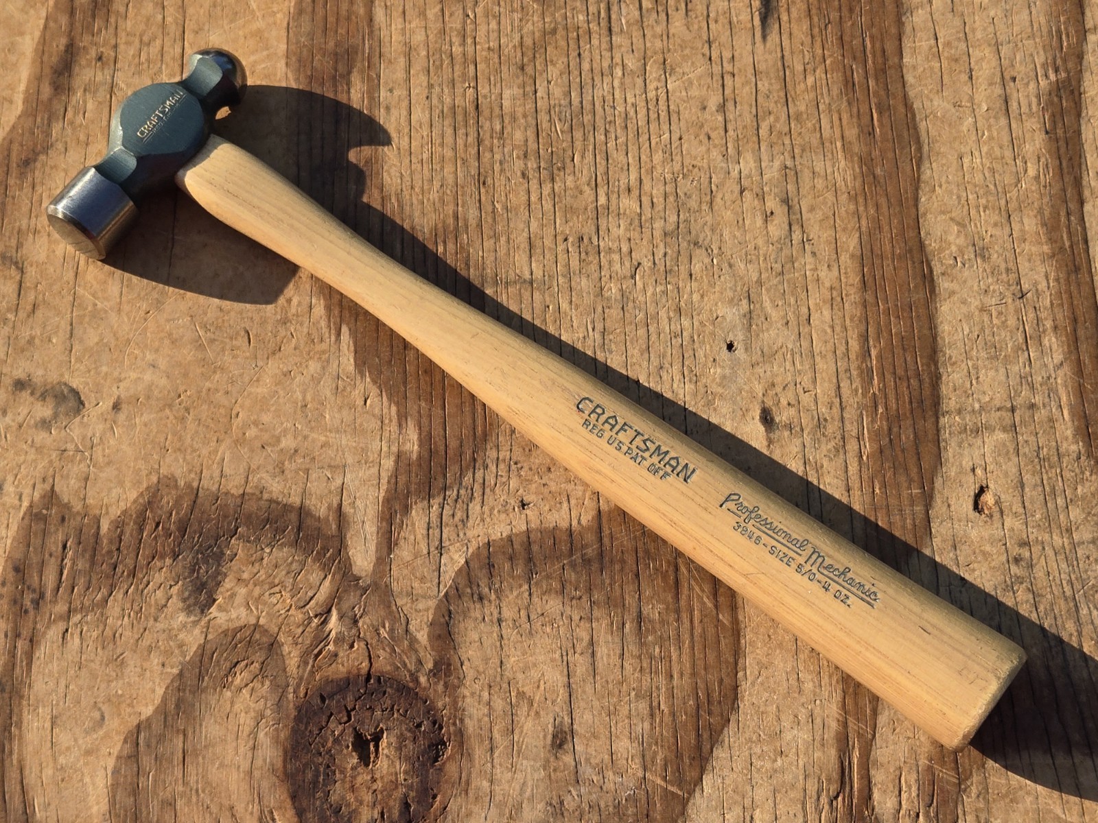 Vntg Craftsman Professional Mechanic 3846 Size 5/0 4 oz. Ball Peen Pein Hammer