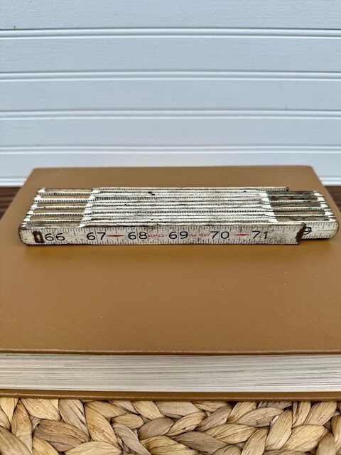 Stanley No. 106F 72″ Wooden Folding Extension Ruler Green End Vintage