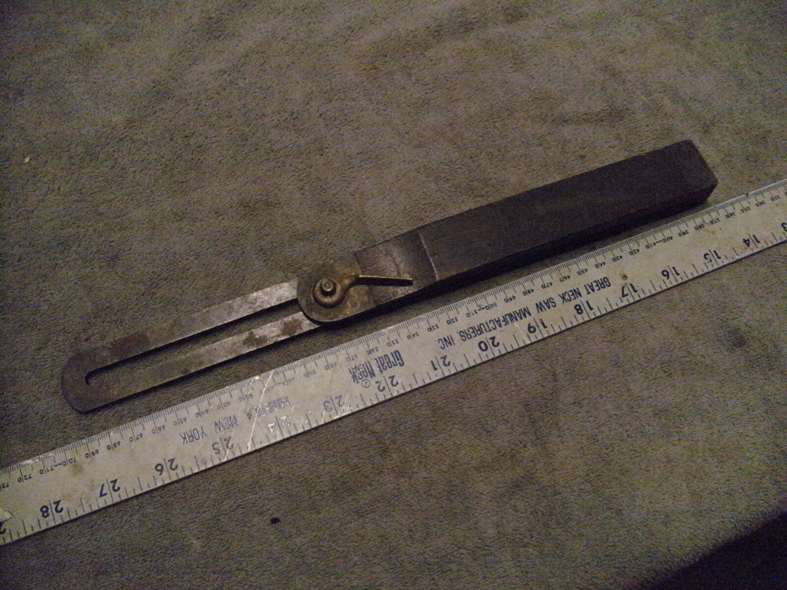 Vintage Adjustable Angle Protractor ~ Wood, Brass, Steel, see pictures