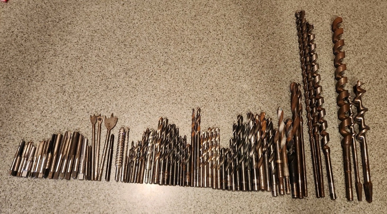 Lot of 72 Vintage Assorted Auger & Regular Drill Bits Mixed Brands/sizes