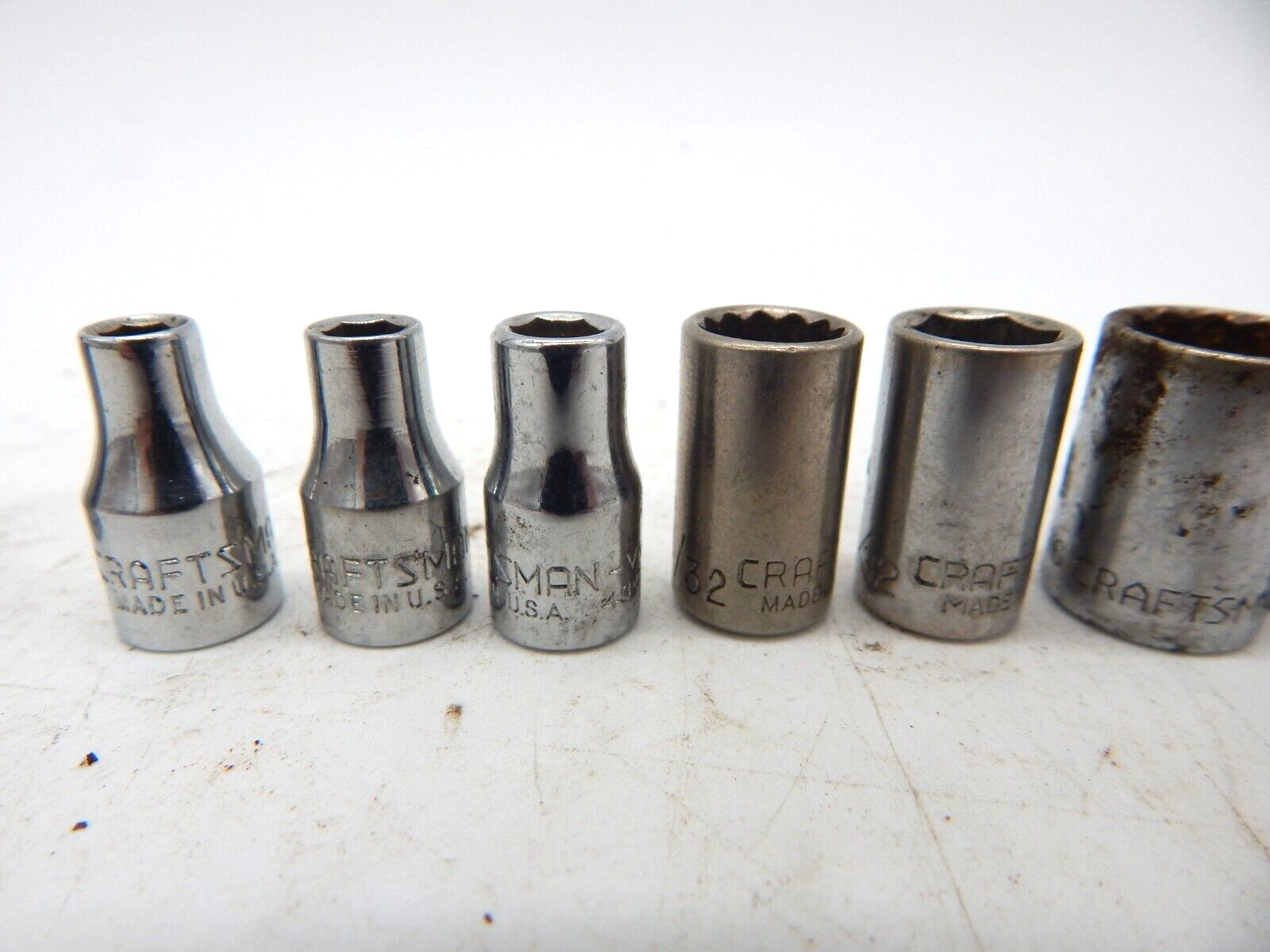 Set of 10 Vintage Craftsman Sockets 1/4″ Drive 6 & 12 Point SAE & Metric USA