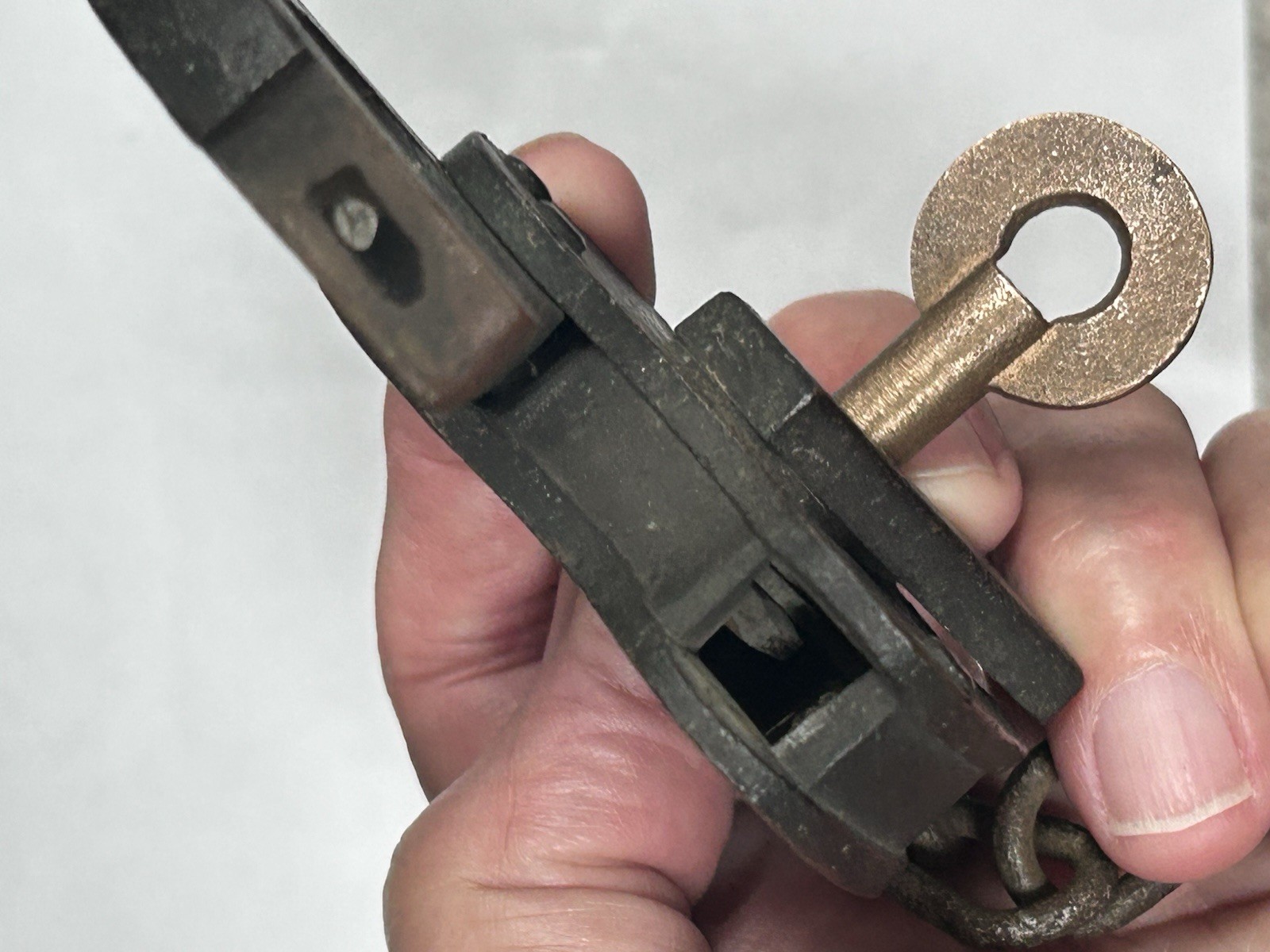 Vintage Padlock SLAYMAKER Heart Shape With Key Marked DE / Lock Stamped 1948 BS