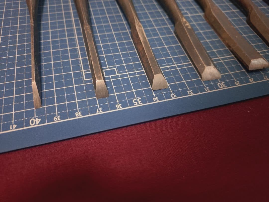 Lot of 11 Vintage Japanese Oire Nomi Chisels Full Set 3mm-41.5mm Iemoto