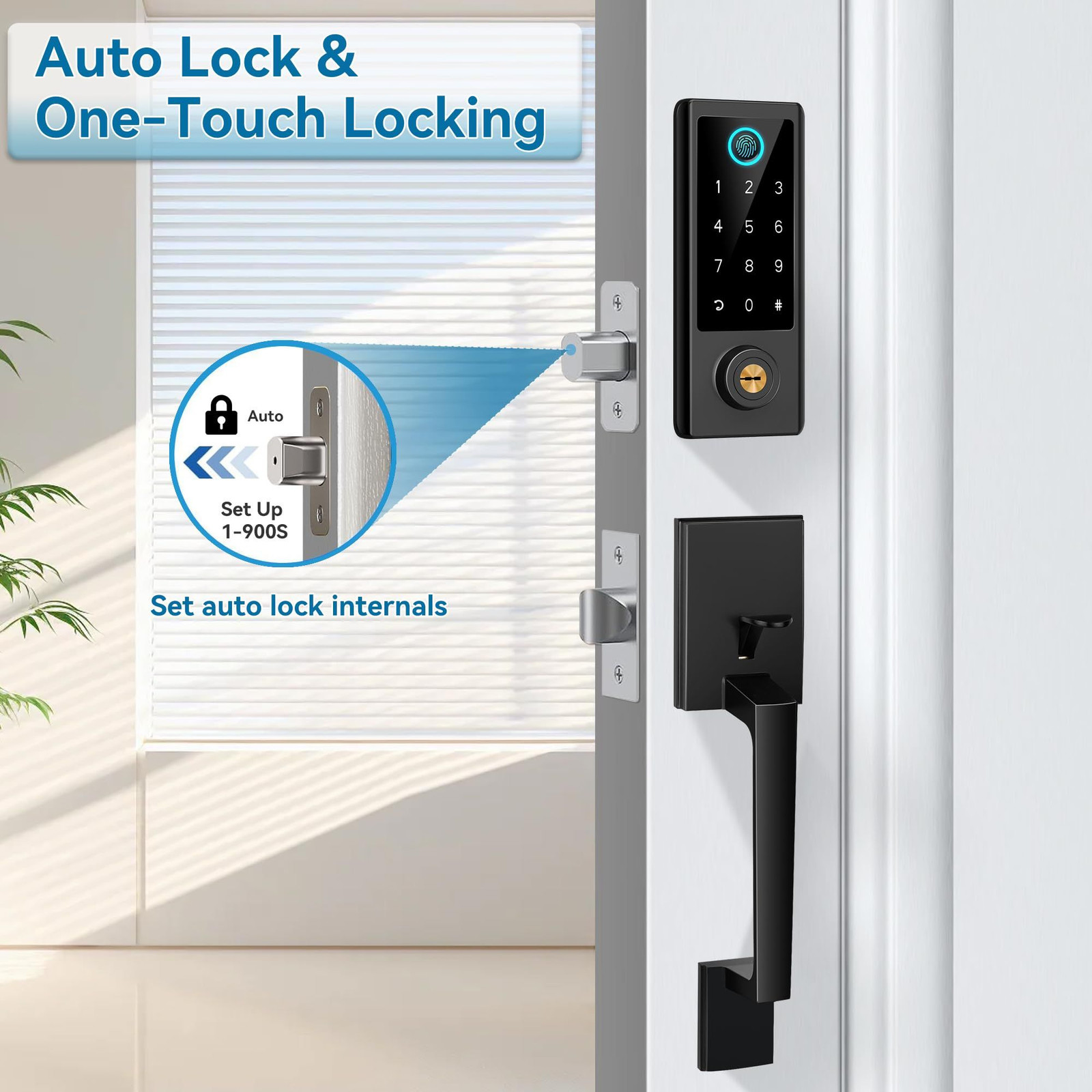 Fingerprint Door Lock with Handle Sets, BEBASIA Keyless Entry Black