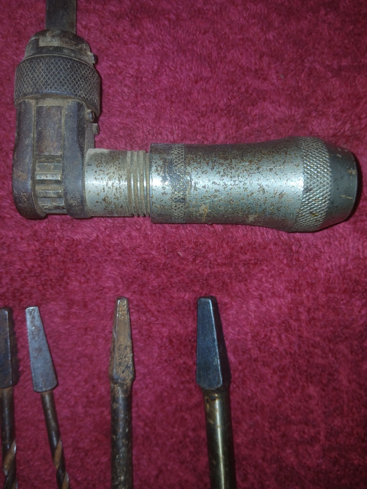 Vintage Wood Hand Drill & 10 Auger Bits… Millers Falls Co. USA