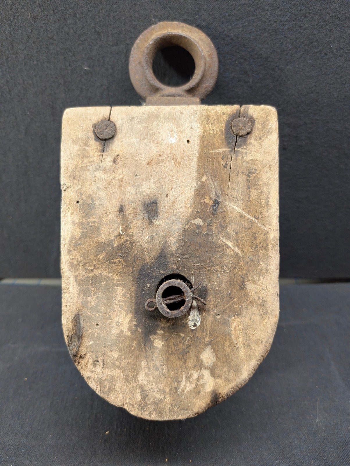 Antique Wooden Pulley Single Wood Rope Rustic Barn Hay Vintage Farmhouse Decor