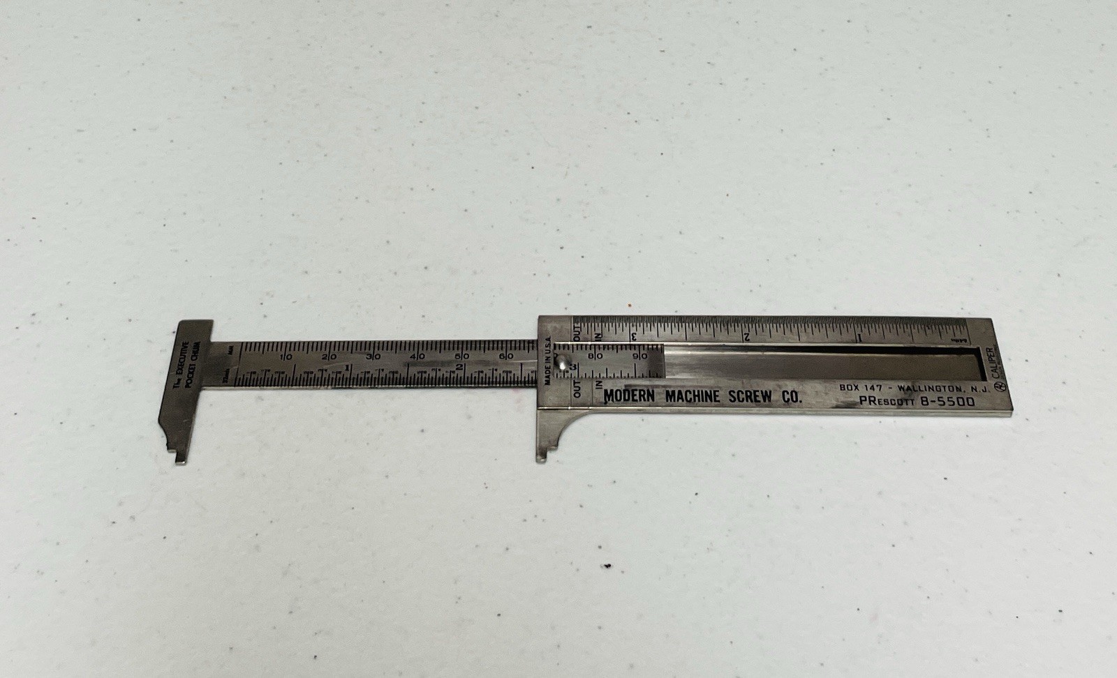 Vintage The Executive Pocket Chum Slide Caliper Stainless Steel Tool