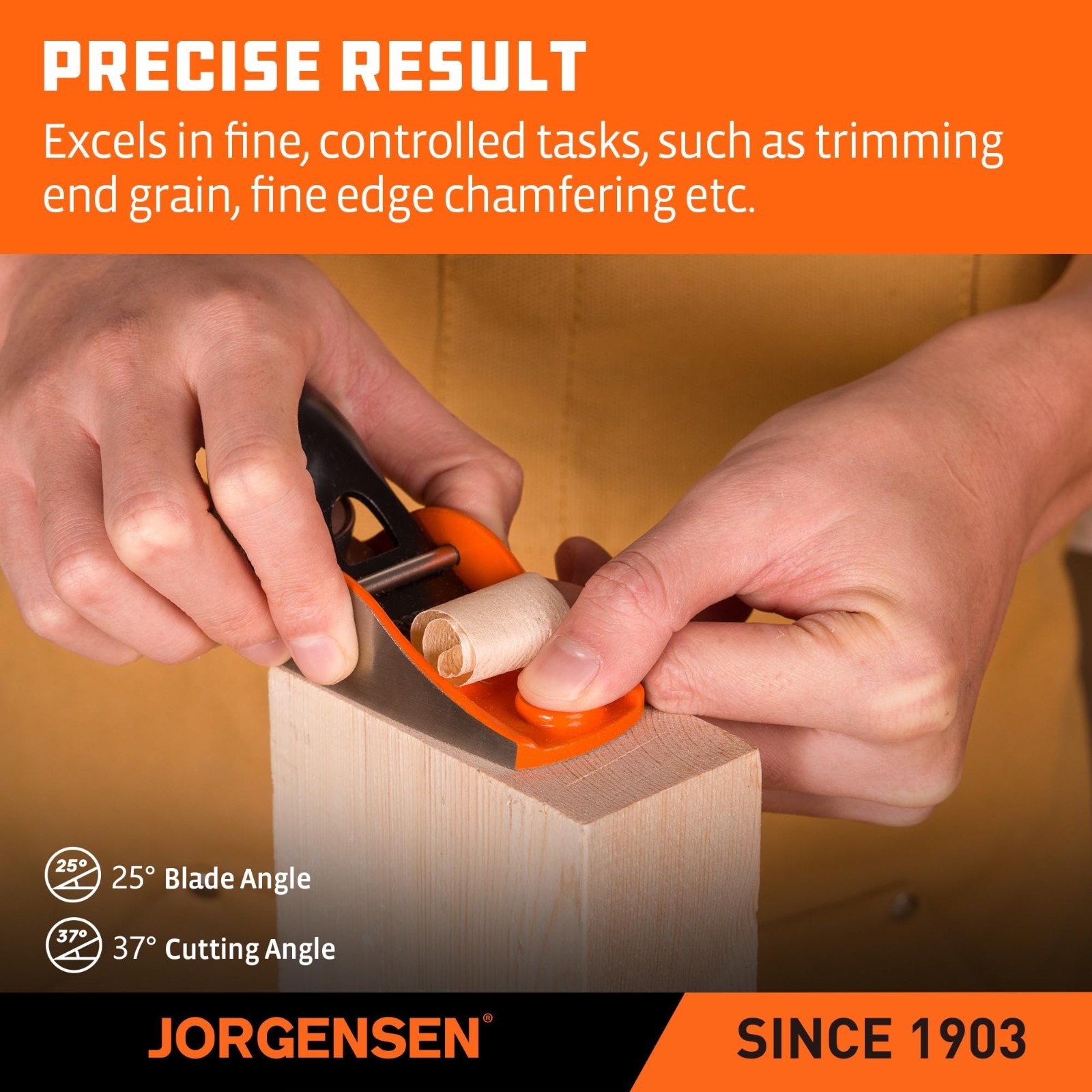 Low Angle Block Plane – Wood Planer for Detail Trimming & Crafting, Adjustable D
