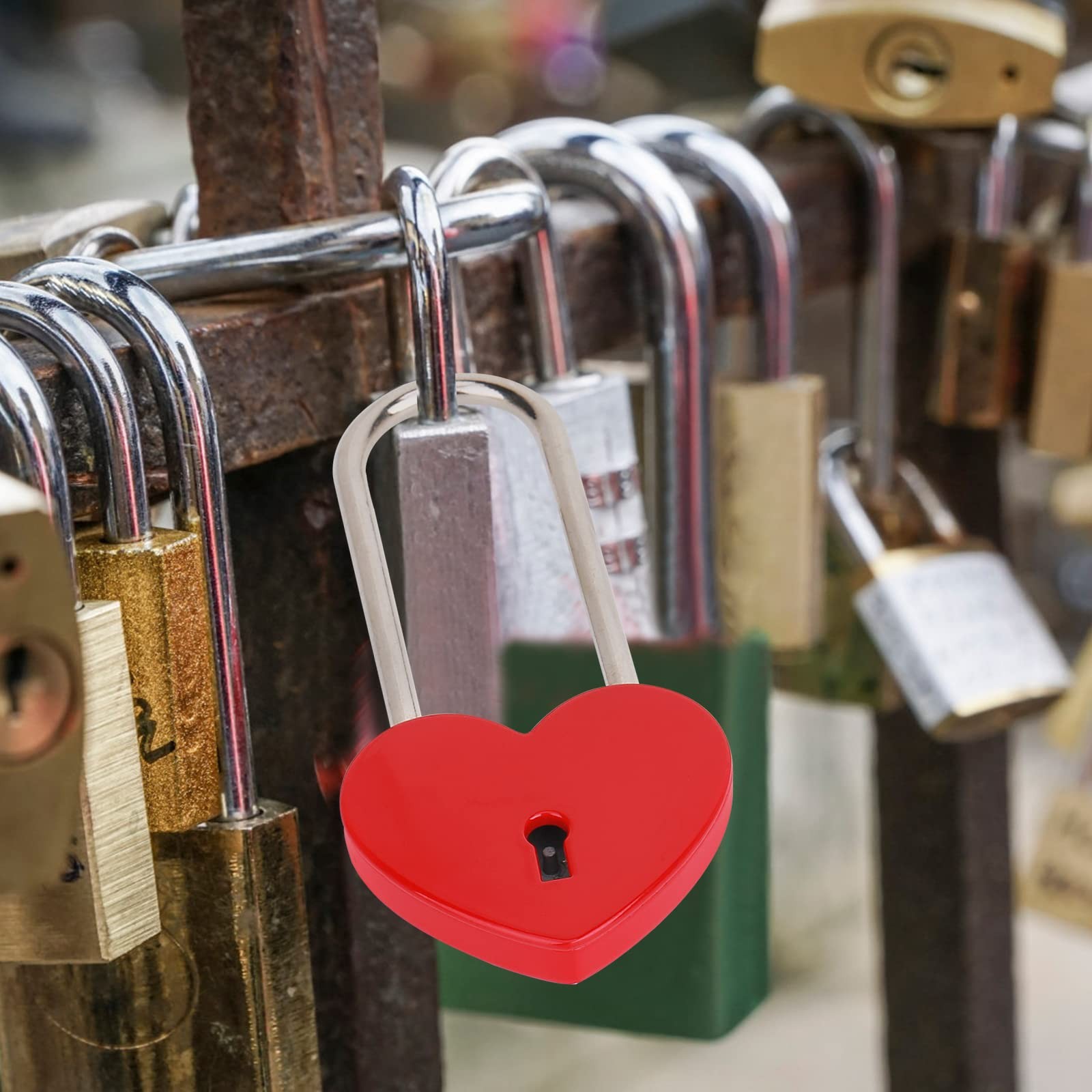 Love Lock Heart Padlock,Red Single Heart Wish Lock with Key for Lovers Weddin…