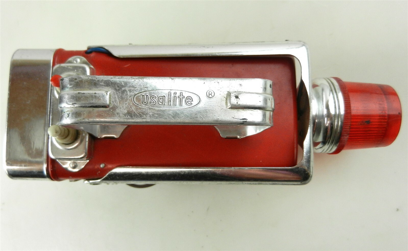Vtg Motorist’s USALITE Beacon & Raising Flasher Adjustable Stand Red/Chrome T08