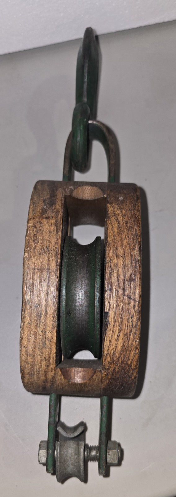 Upson Walton (UW) 5-PB Block Hook & Tackle Vintage Wooden Pulley w/ Rope