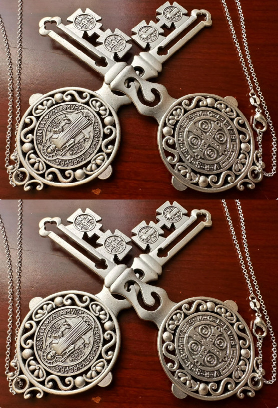 Genuine Vatican Huge Half Foot .925 Sterling Silver Cathedral Gate Skeleton Key