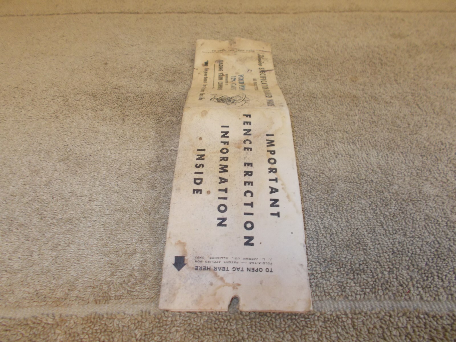 VINTAGE UNICO BARB WIRE FENCE SPOOL PAPER LABEL FARM ANIMALS ADVERTIZING SIGN