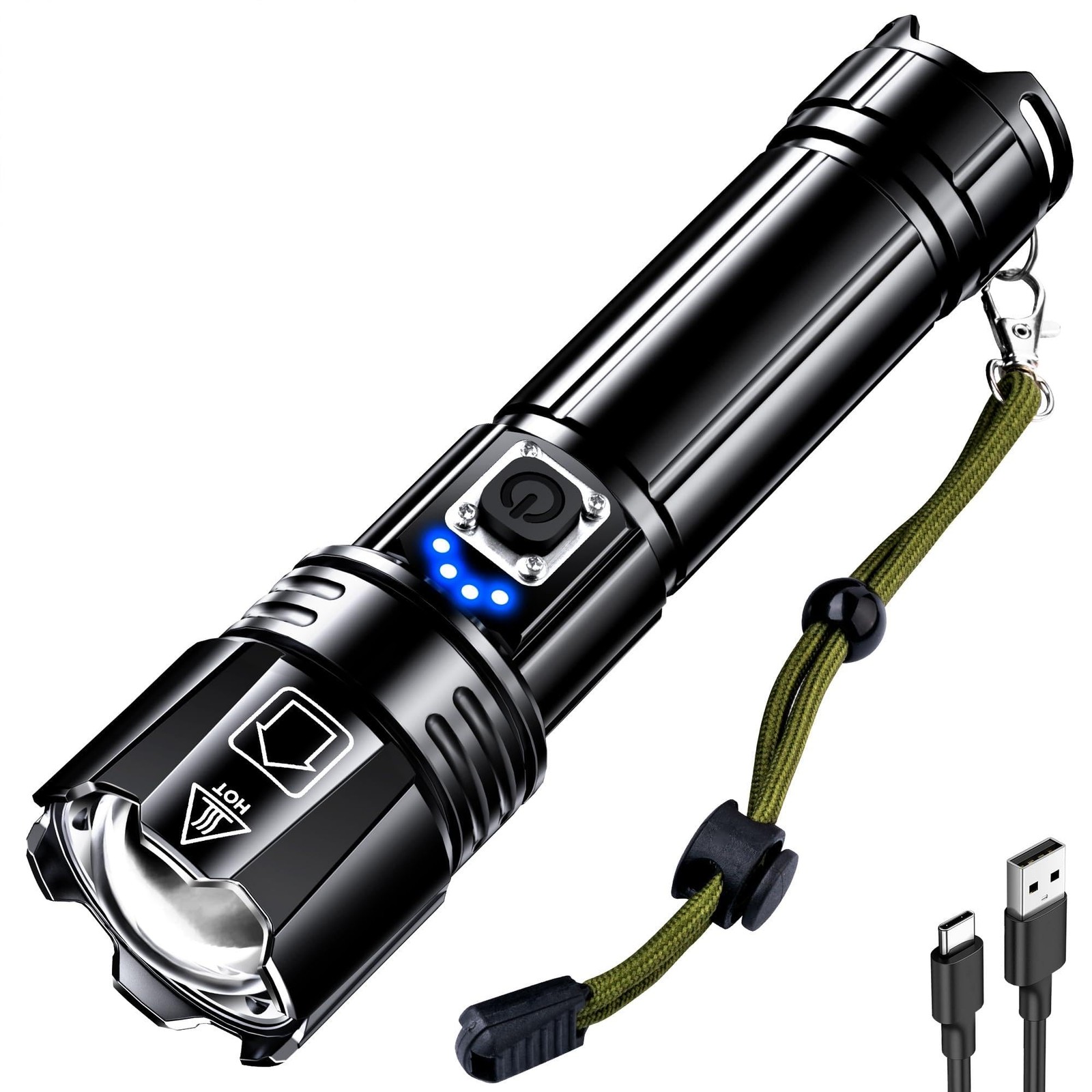AKNEAR Rechargeable LED Flashlight High Lumens, Super Bright 1 Pack, Black