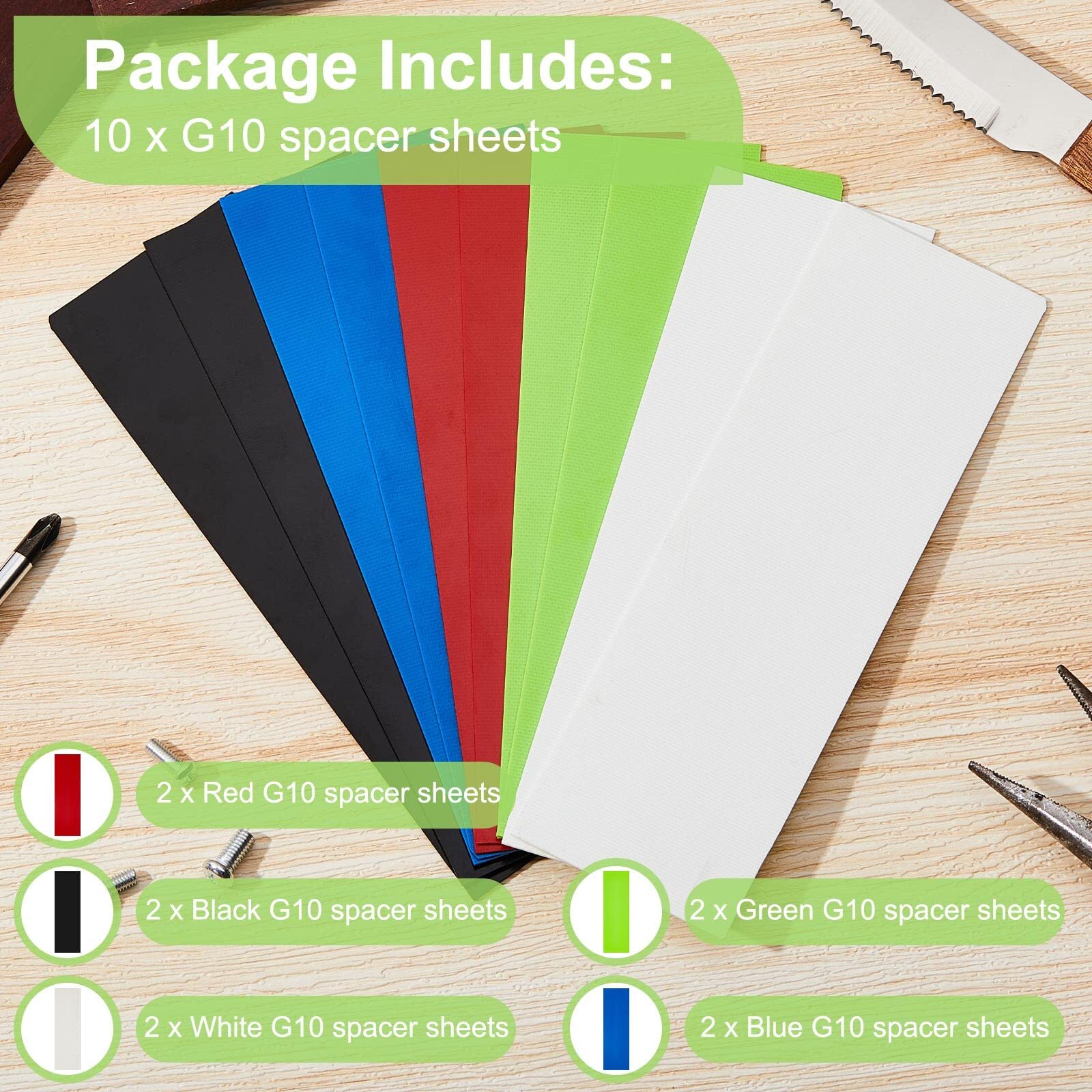 10 Pcs G10 Spacer Sheets G10 Knife Handle Material Handle Liners for Knife Scale