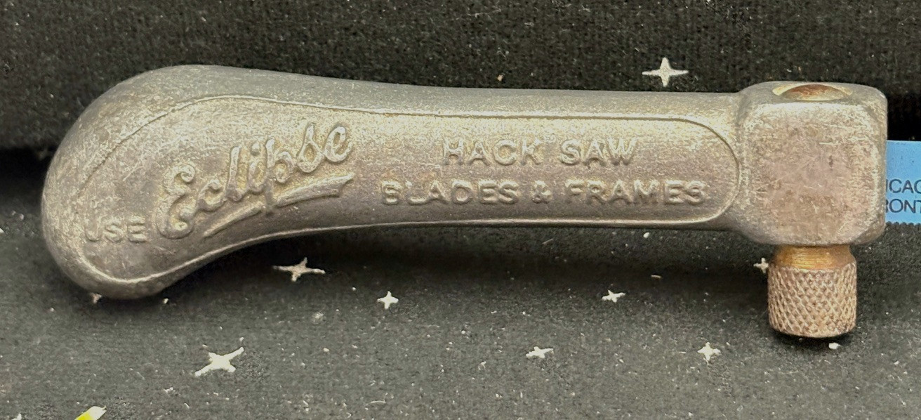 Vtg. Cast Aluminum Eclipse Pad Handle Holding Hack Saw Blades W/Blade 40’s-60’s
