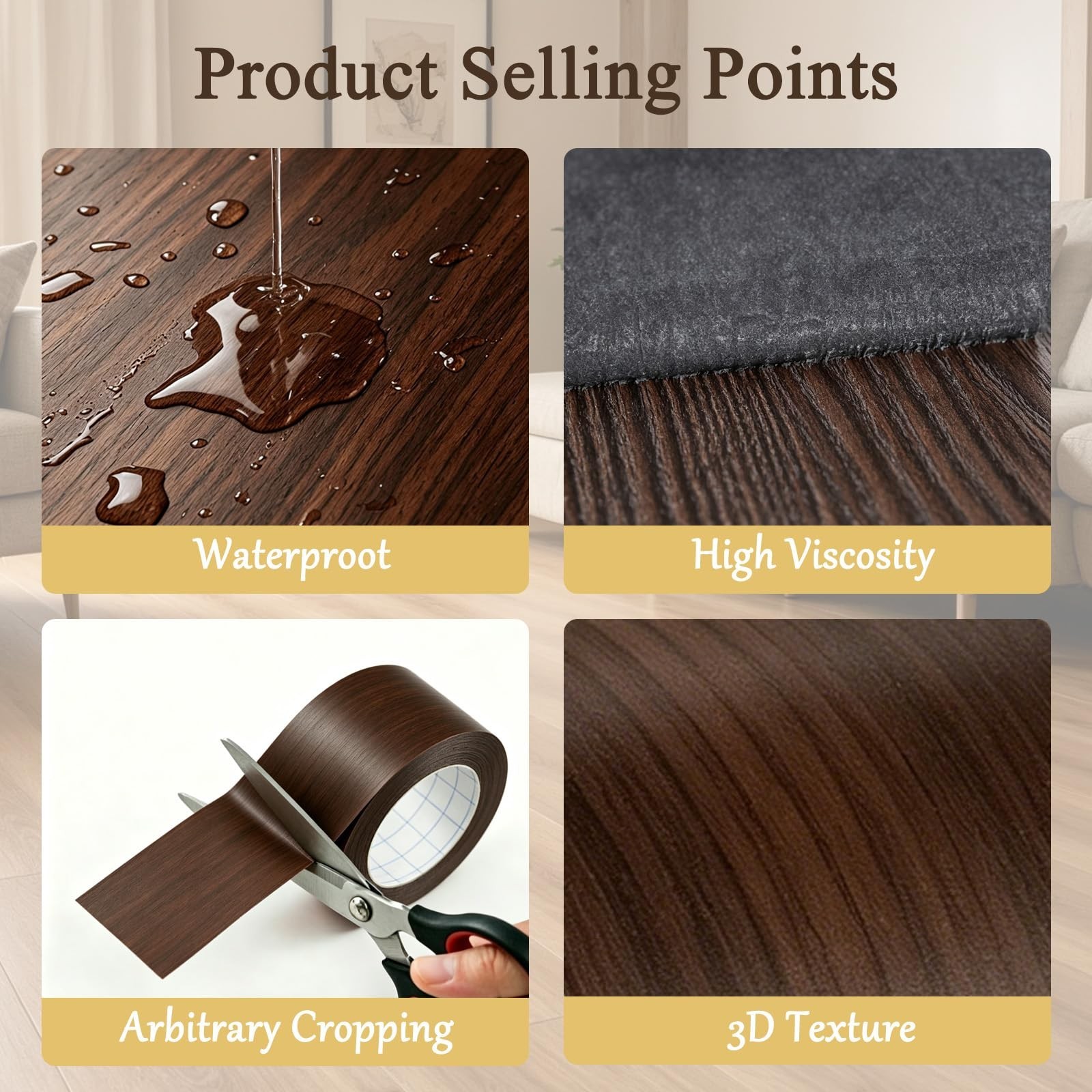 GSCIT Club Walnut Tape, 2.3 inch X 15ft Self Adhesive Wood Grain Tape Walnut …