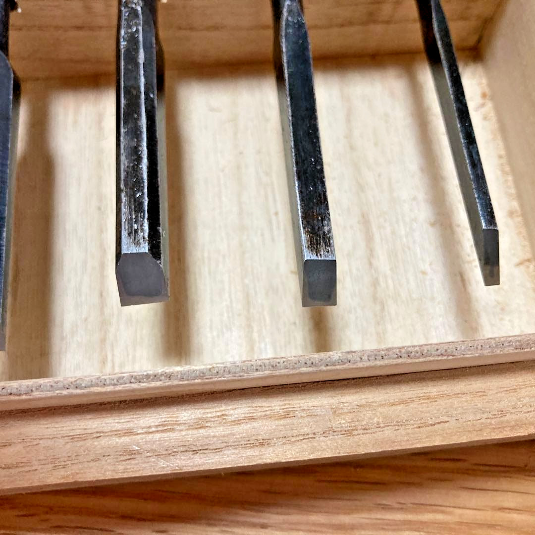 [RARE] Nishiki Japanese Chisels Nomi 10-Piece Set w/Paulownia Box Woodworking