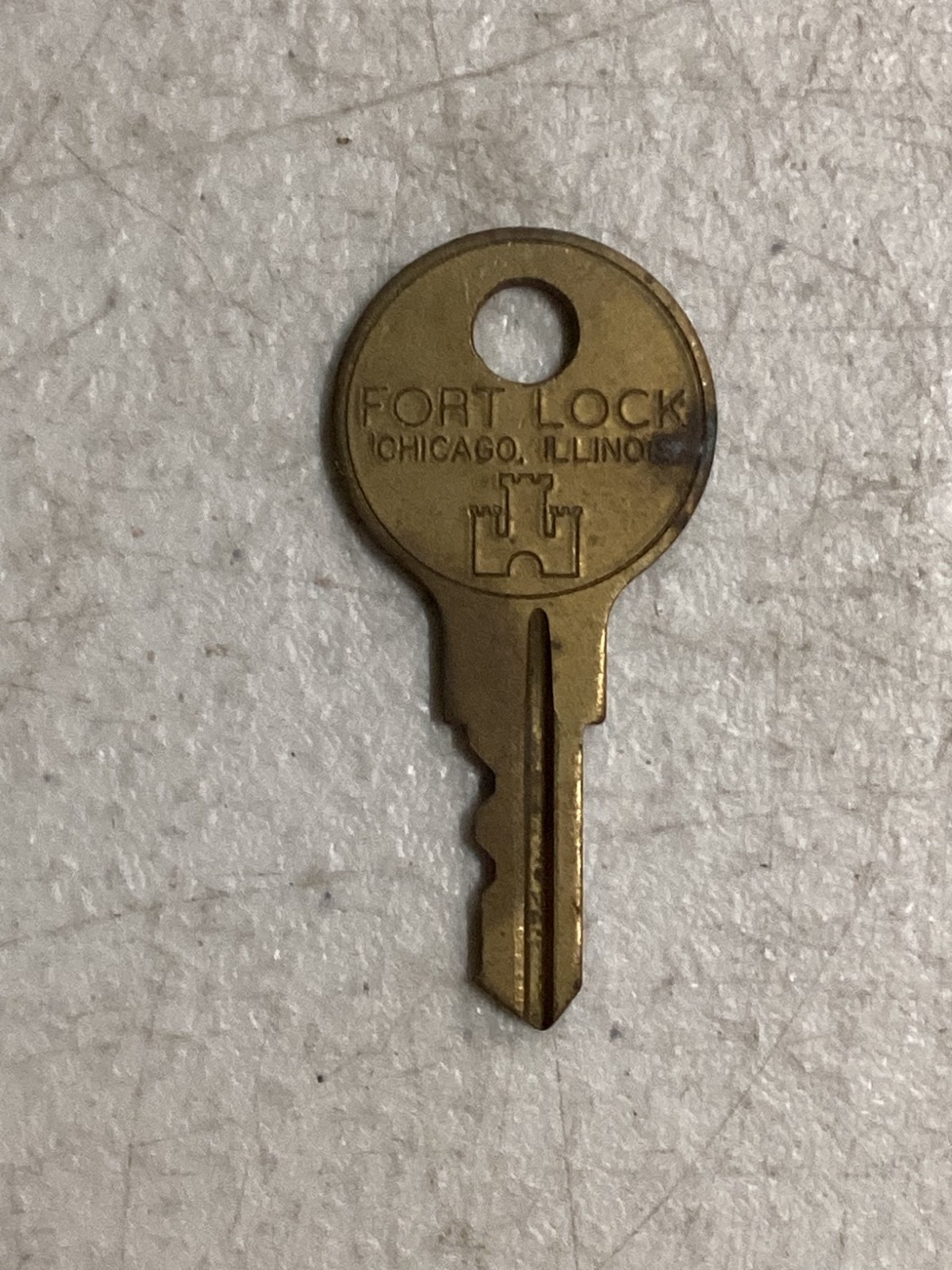 Vintage Brass Key Chicago Fort Lock ONE Replacement—Cabinet Arcade Vending 601