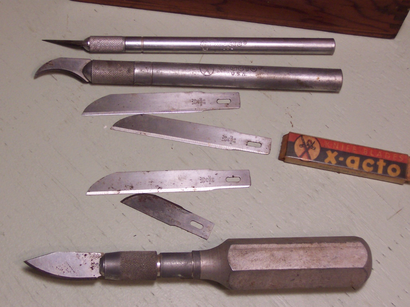 Vintage Early X-acto Knife Set in Box With several Blades