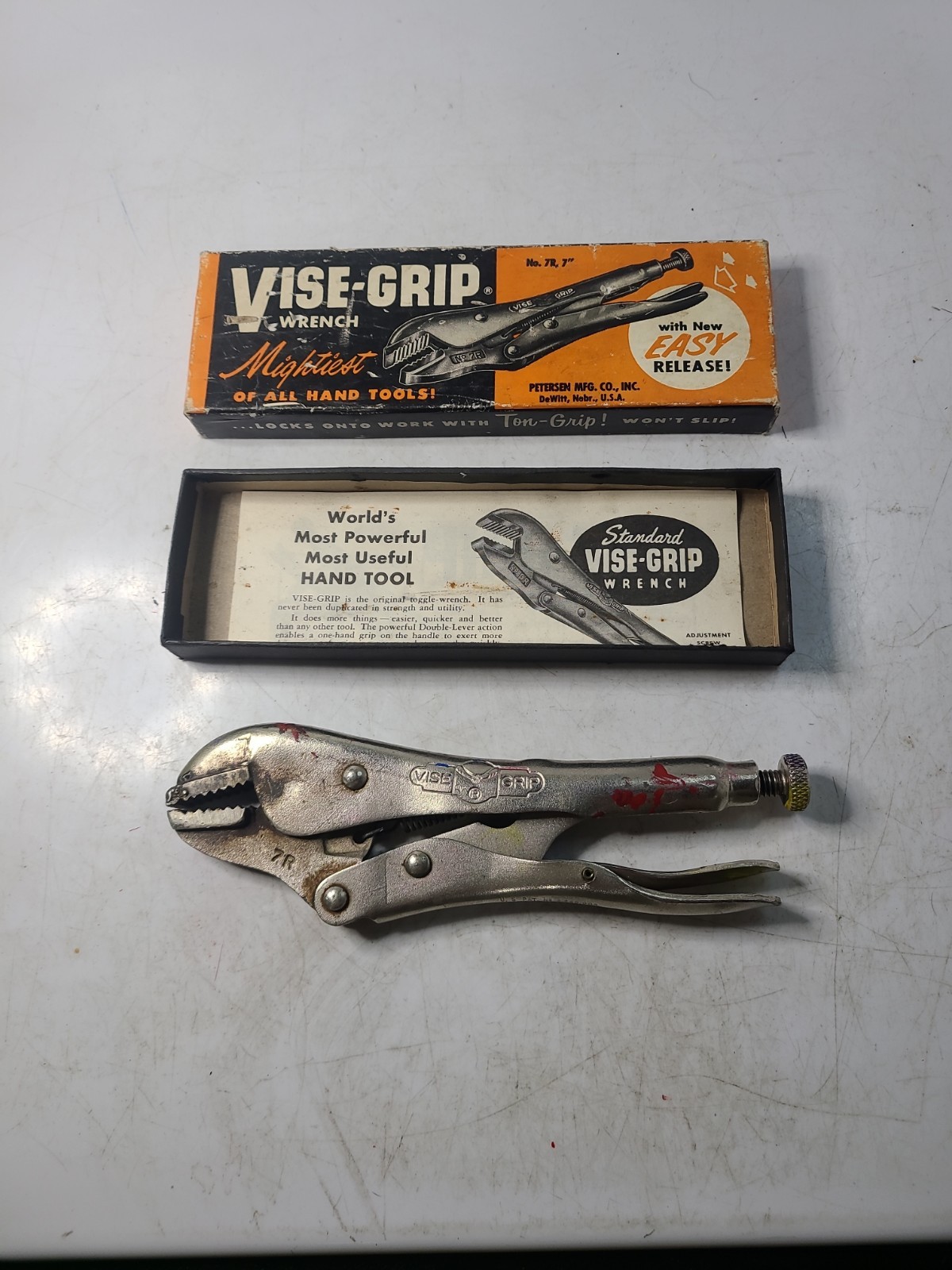 VTG Petersen Vise Grip Wrench No. 7 R 7″ W/Original Box & Paperwork