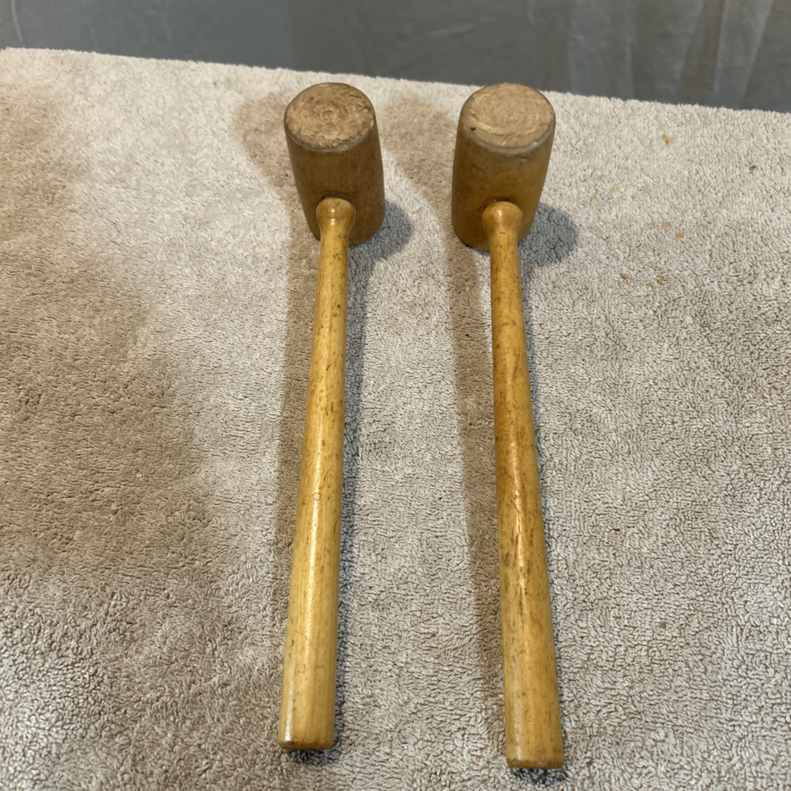 VINTAGE ALL WOOD HAMMER MALLET – TOTAL WEIGHT IS 3 OUNCES WITH WOOD HANDLE