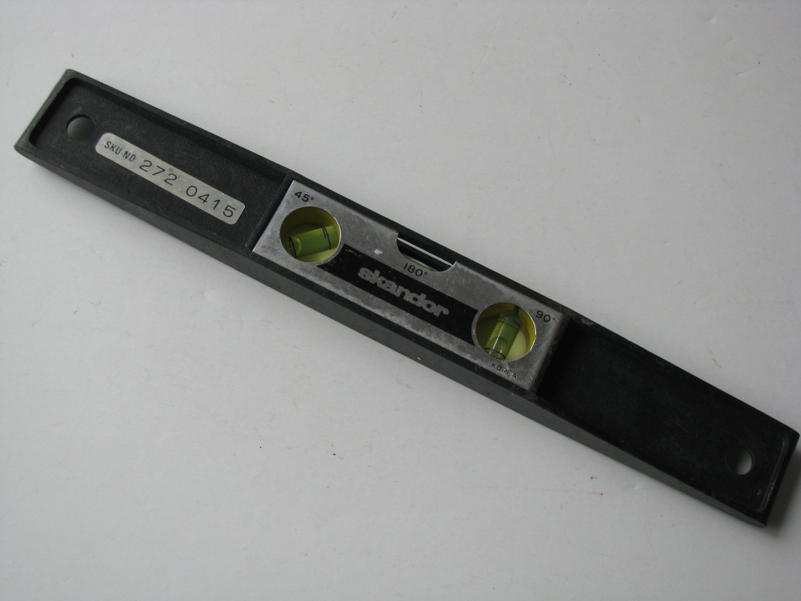 Vtg Sm 9″ Skandor Korea 90 190 45 Degree Level Plane Tool SKU no. 272 0415 Black