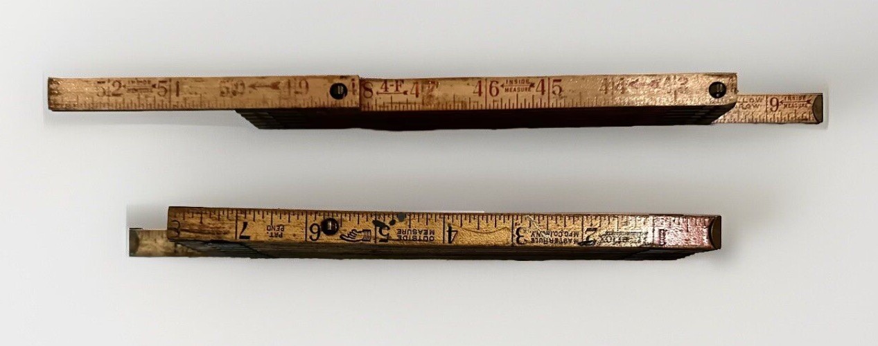 2 Interlox Wooden Carpenters Rulers 72″ & 48″ Folding Collapsing