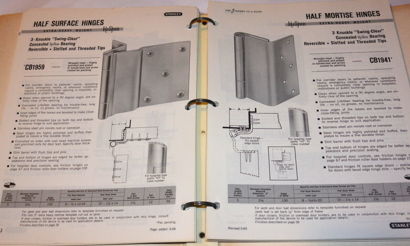VTG 1970 STANLEY ARCHITECTURAL HARDWARE CATALOG! HINGES/PULLS/LATCHES/300+ PAGES