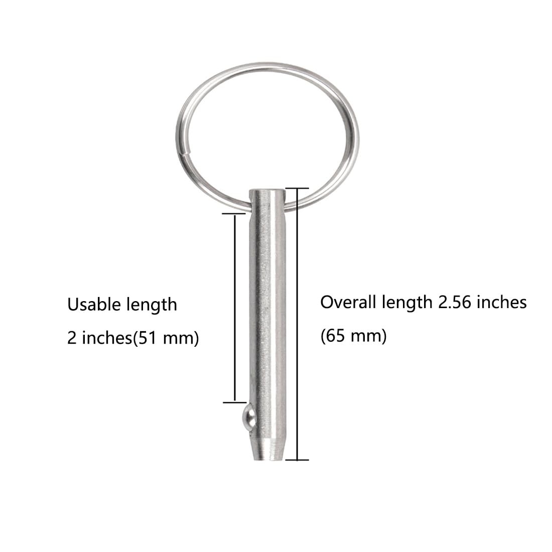 316 Stainless Steel Marine Quick Release Bimini Top Pin Dia 0.25 Inch 4 Pack