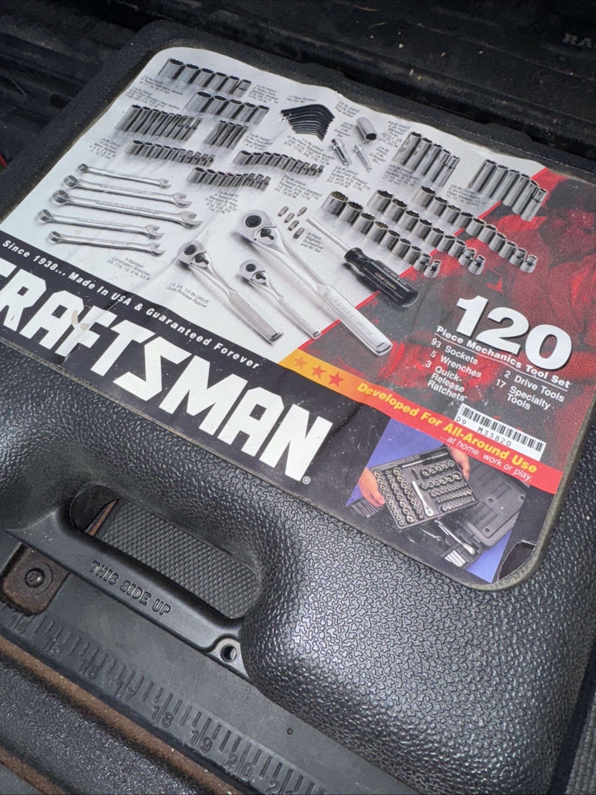 Rare Sears Craftsman USA 120pc Mechanics Tool Set Socket Ratchet 33820 Light Use
