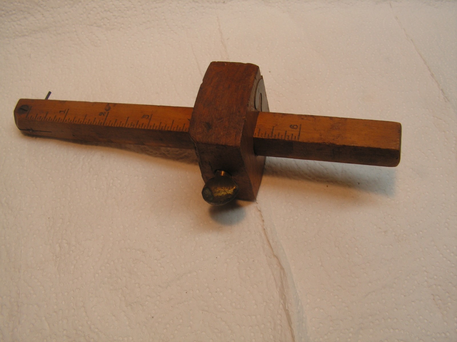 Antique Wood Depth Gauge With Unique Brass design Logo 6″ Depth Scale with point