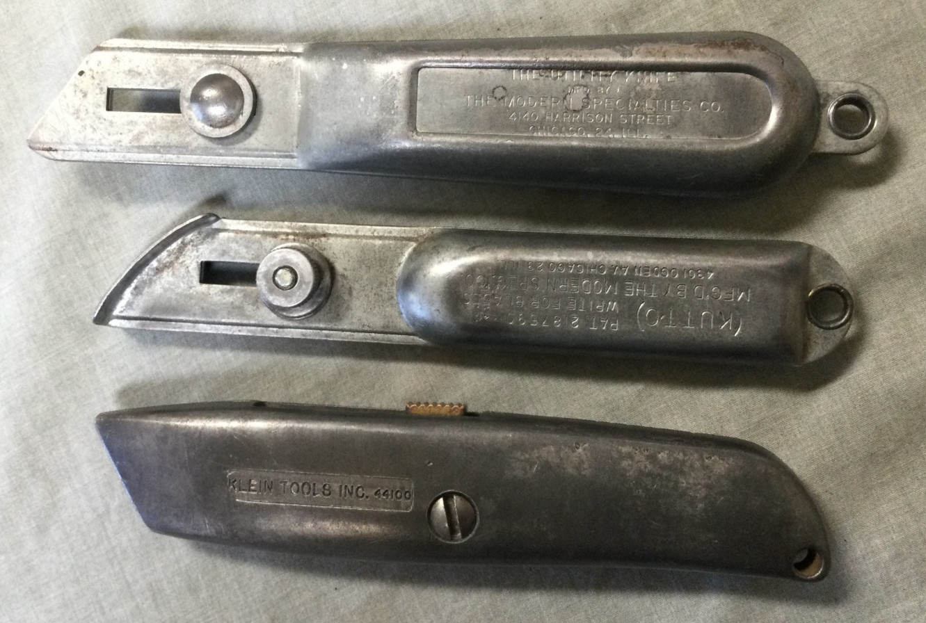 Vintage Utility Razor Knife – Lot Of 3 – Klein Tools – Modern Specialties Kutto