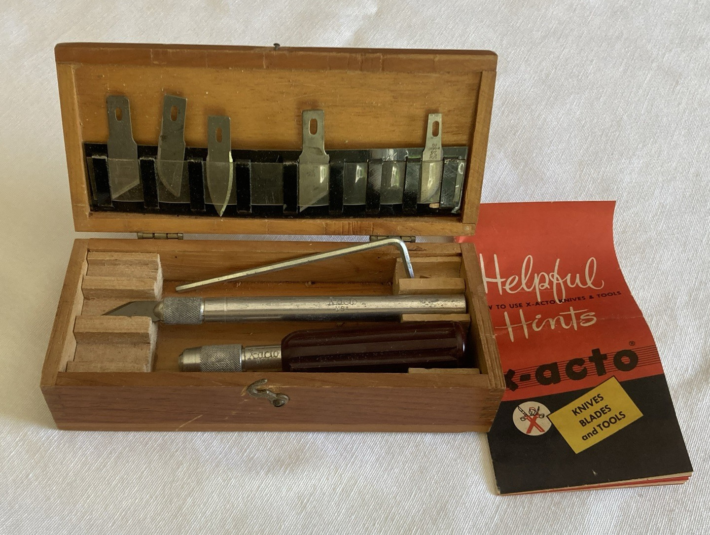 Vintage X-acto No. 82 Knife Chest with Helpful Hints Booklet