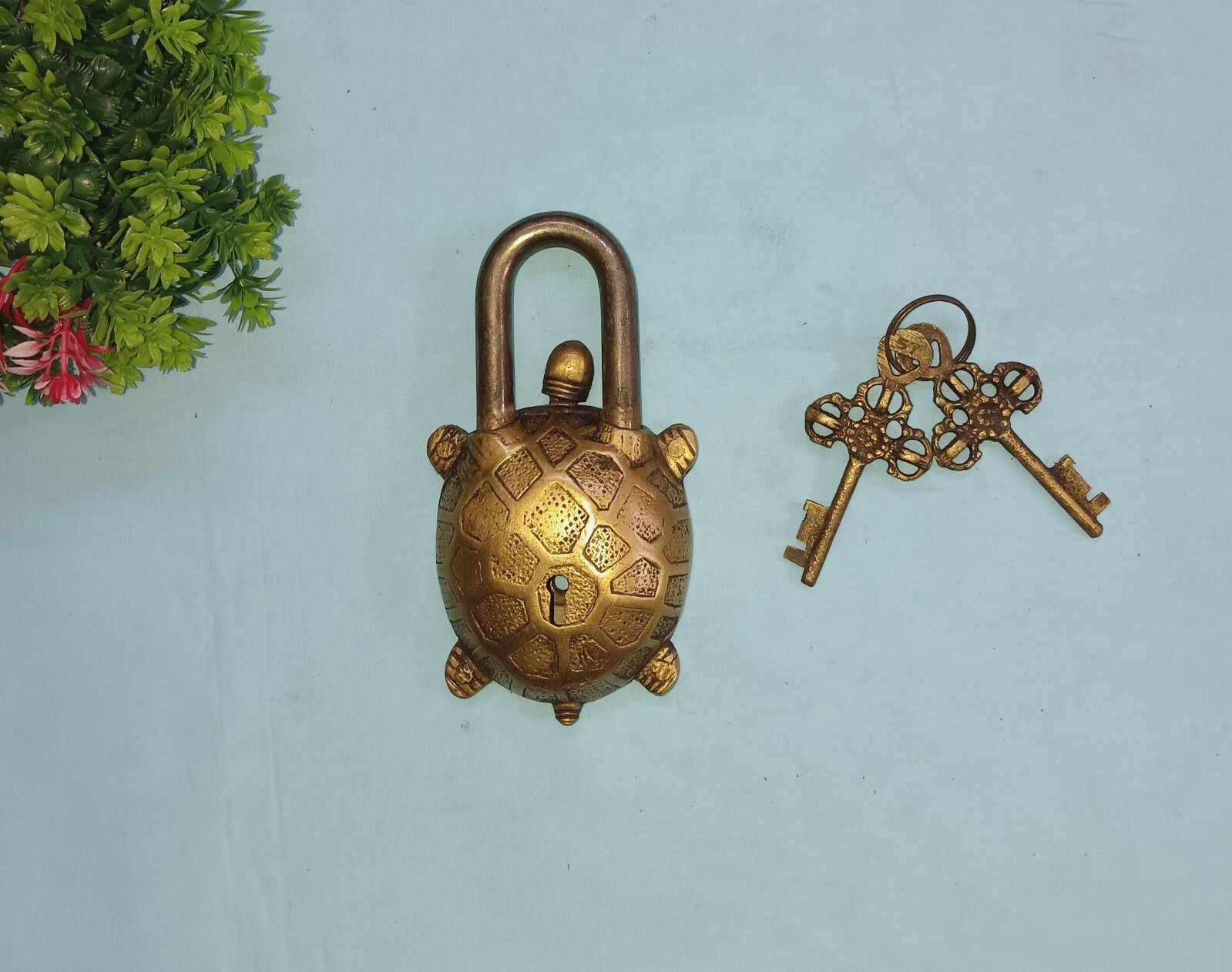 Tortoise Design Tricky Lock with 02 Pieces Brass Sea Turtle Door Padlock CA907