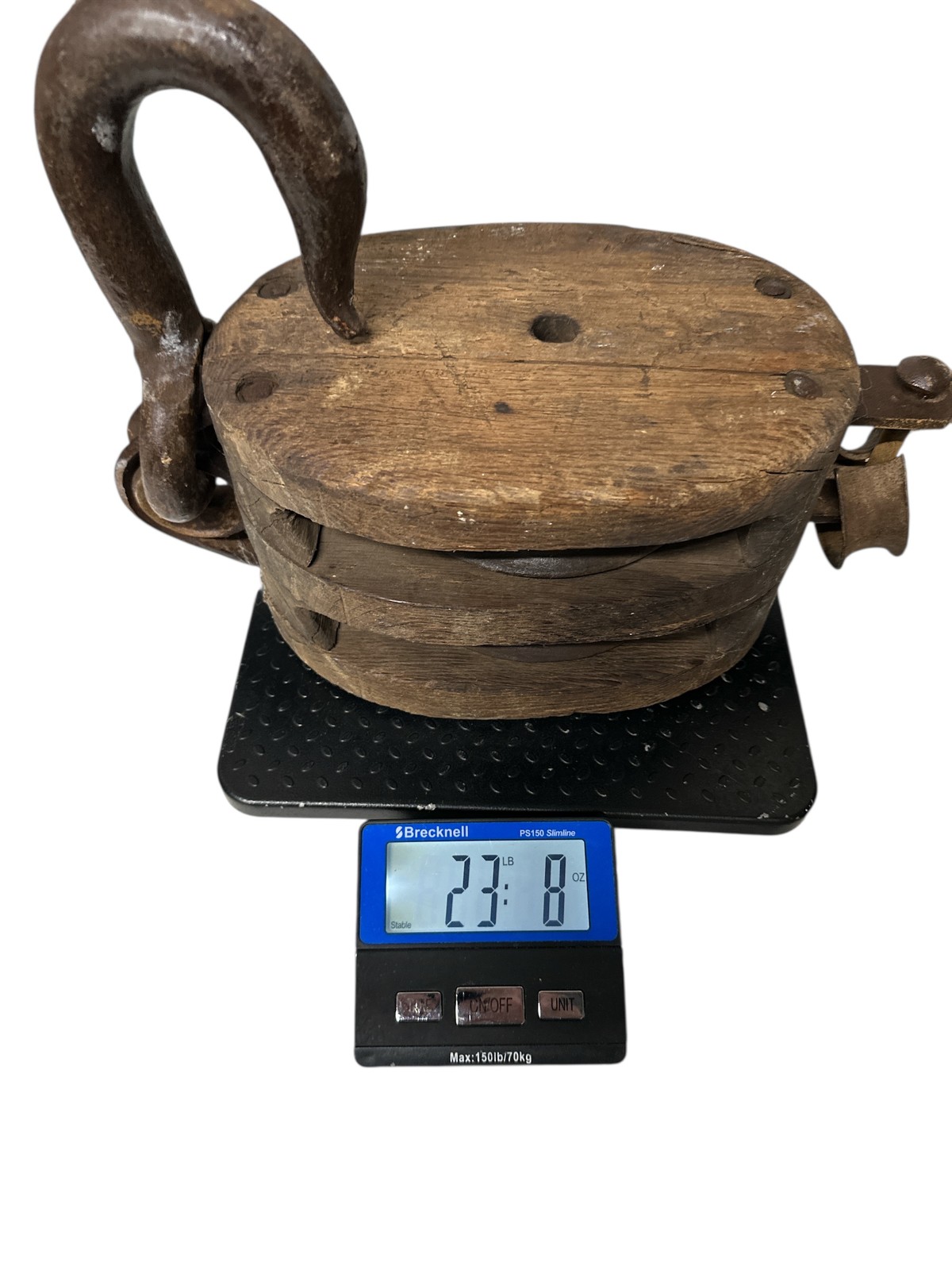 Antique Western Block Co. Large Double Pulley Block & Tackle Hoist 21” long