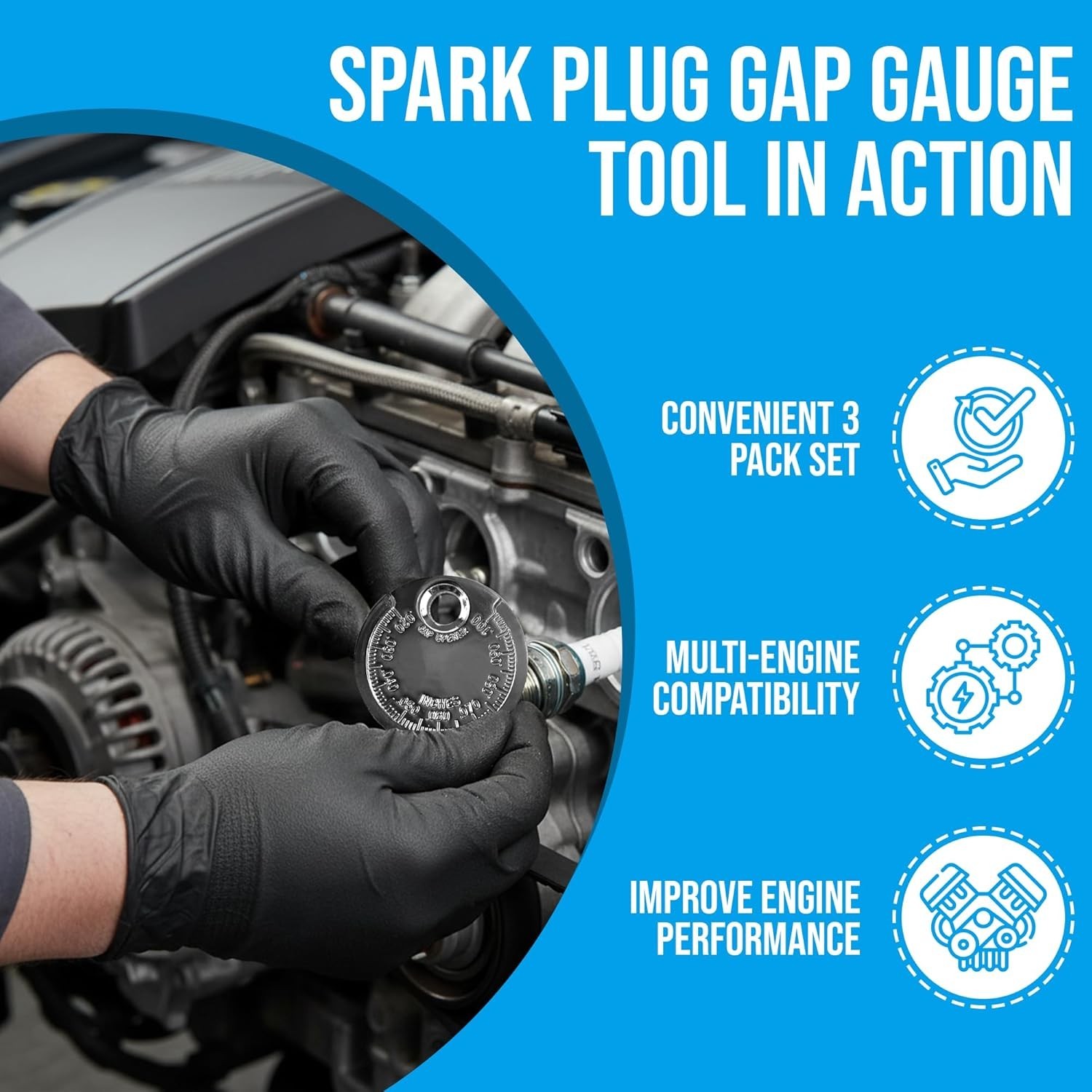 Accurate 3-Pack Spark Plug Gap Gauge – Dual Metric & Imperial Measurements