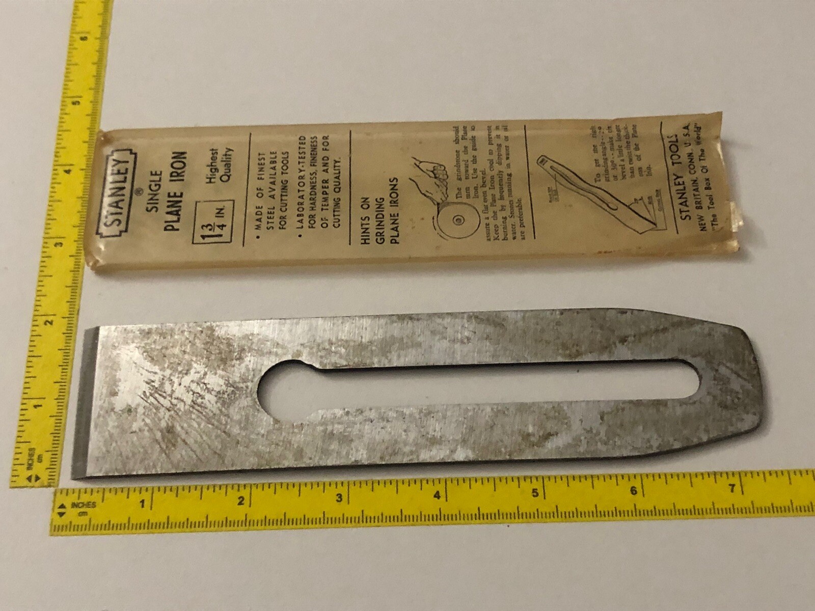 VTG STANLEY BENCH PLANE IRON FITS No.3 & 5 1/4 & No.20 NOS 1 3/4″ USA CARPENTER