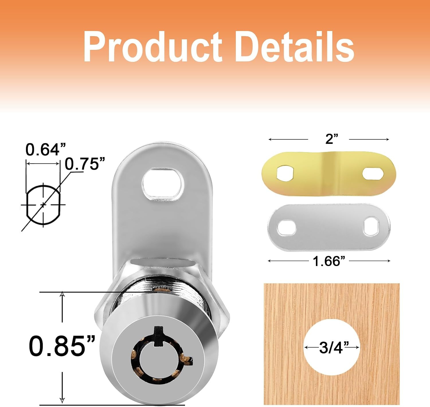 Cam Locks RV Storage Lock Keyed Alike,7/8″ Cylinder Fits on 9/16″ Max Door