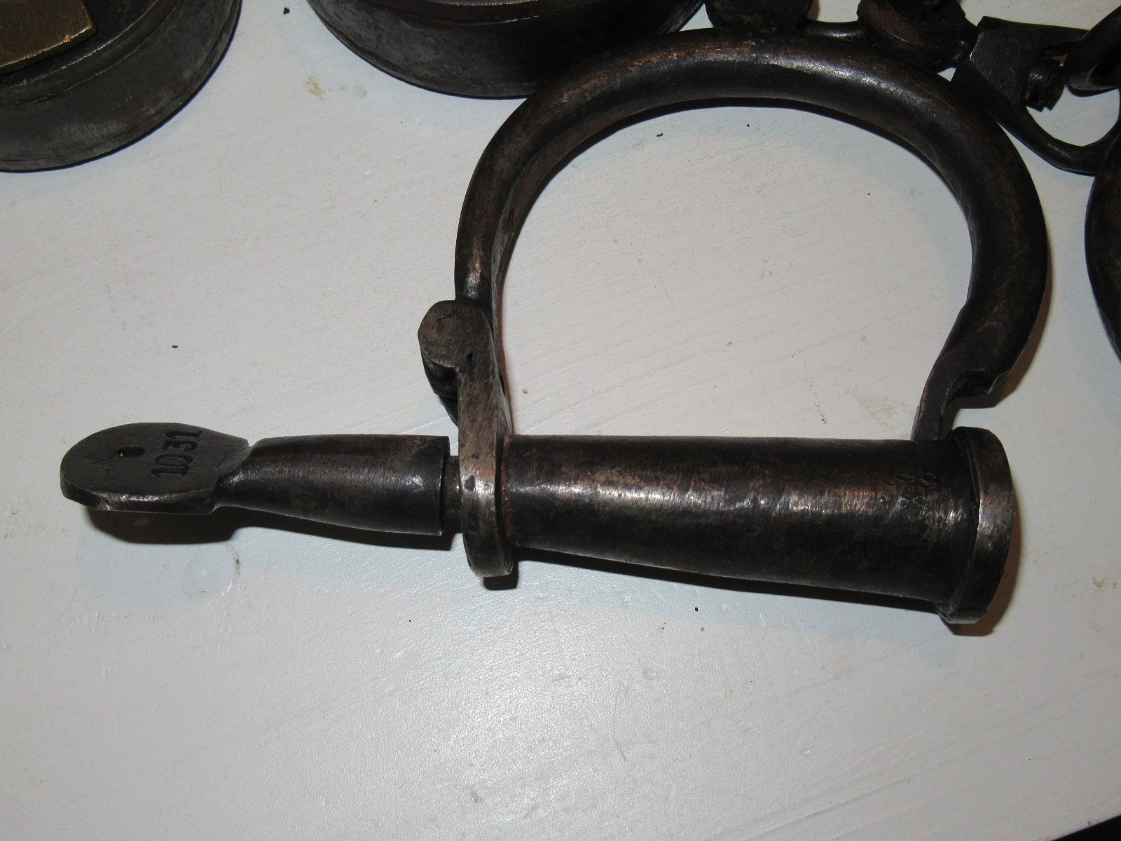Vintage 4 Large Jail Cell Block Door Padlocks with Keys 1 Pr. Shackles