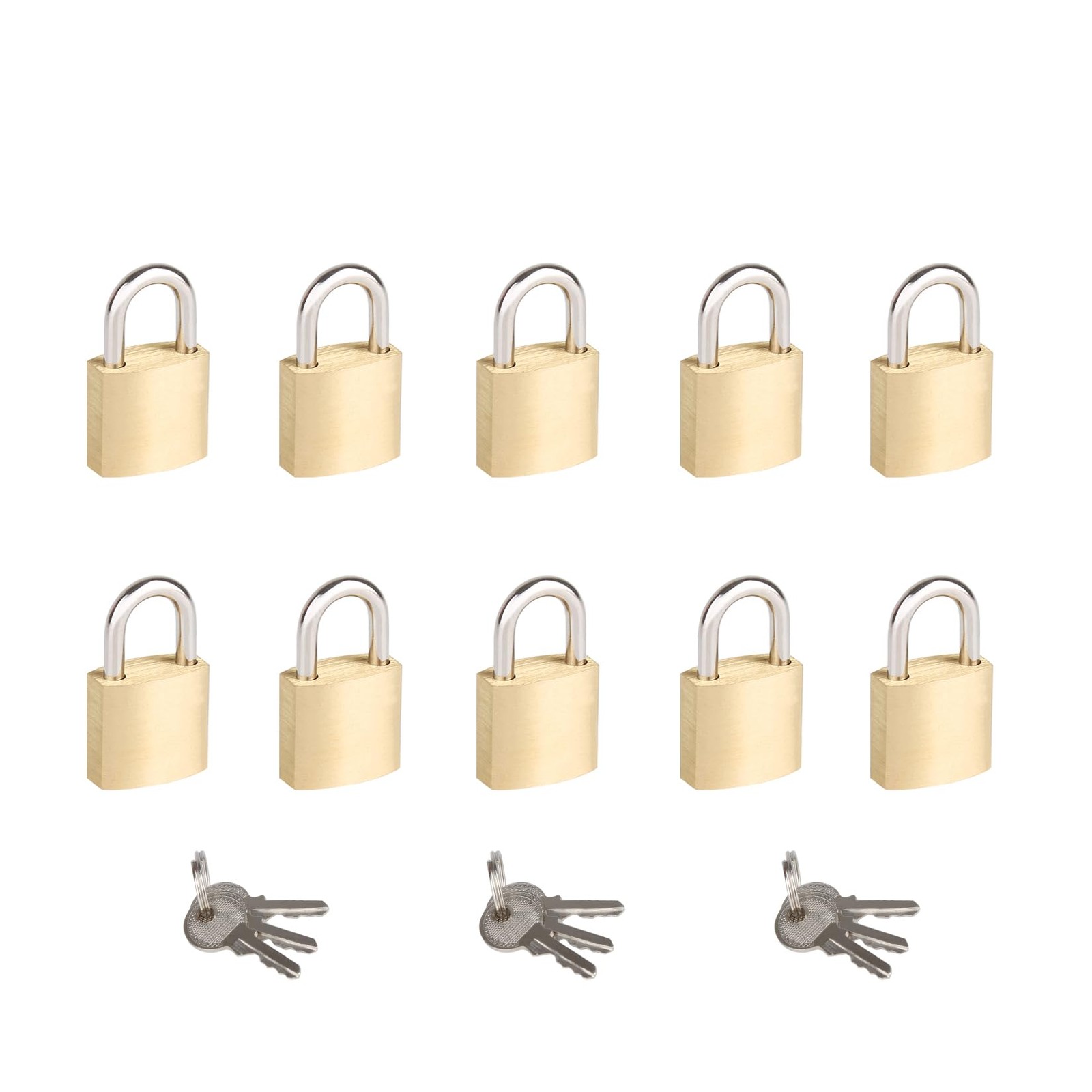 10Pack Small Locks with Same Keys, 3/4″ (20mm) Wide Lock Body Solid Brass Pad…