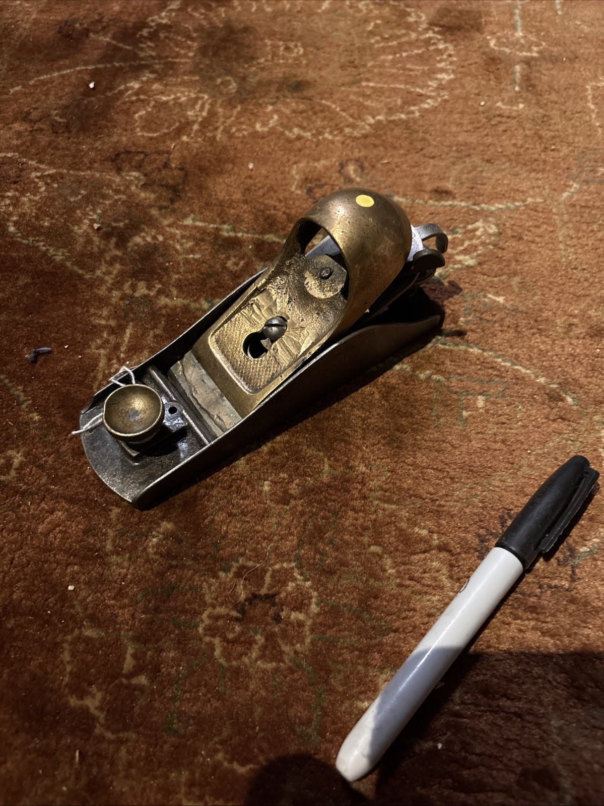 Antique Low Angle Plane With Bronze Cap Very Unusual Block W/ Adj. Throat