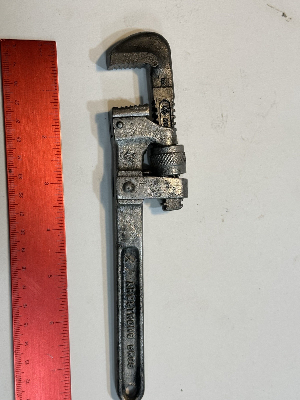 Early Vintage Armstrong Bros #8 USA Adjustable Pipe Wrench
