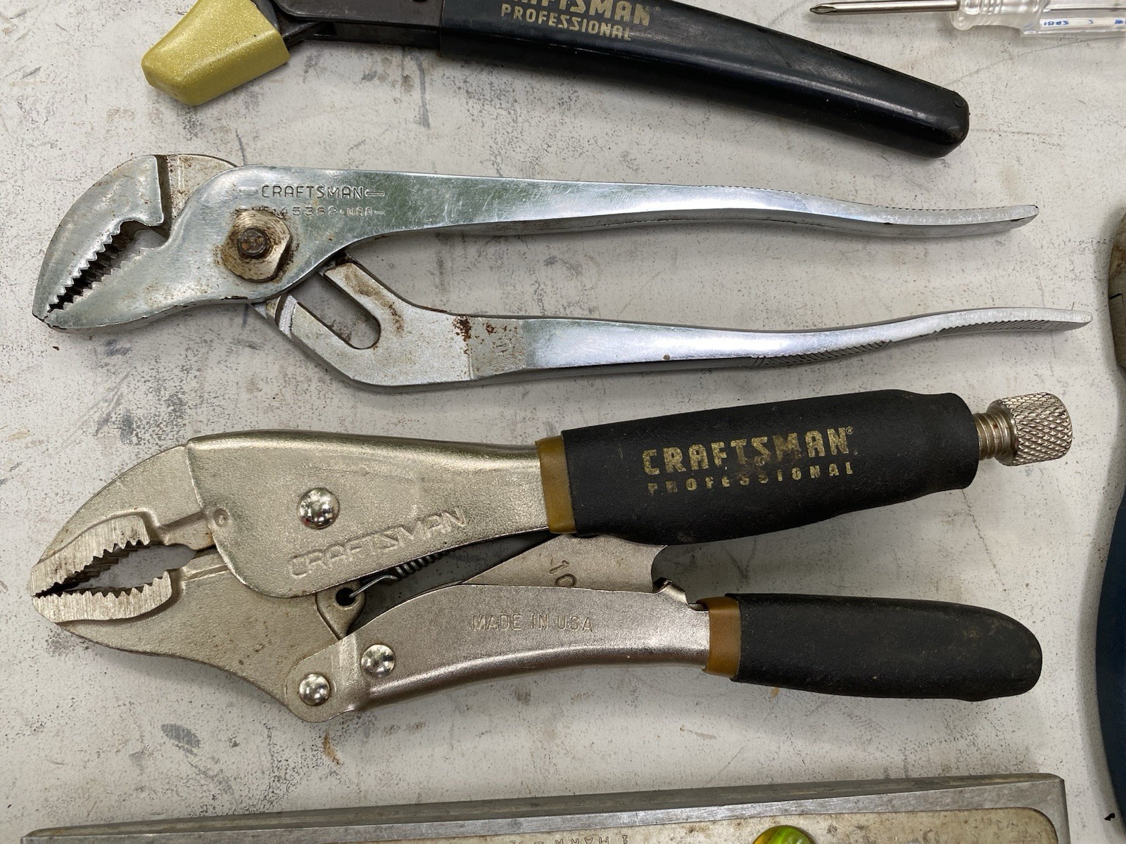 Craftsman Tools USA Lot Of 11 Tools Pliers Screwdrivers Level Hex Key Set Punch