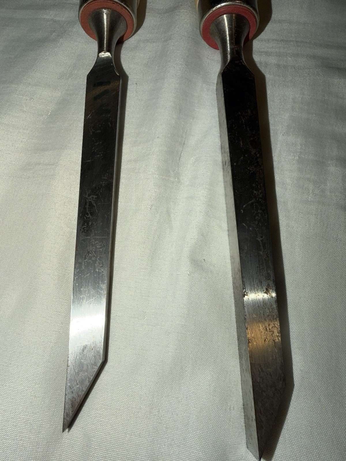 Traditional Woodworker Trademark Chisels Set Of 2. 1/2” And 1/4” Wooden Handle
