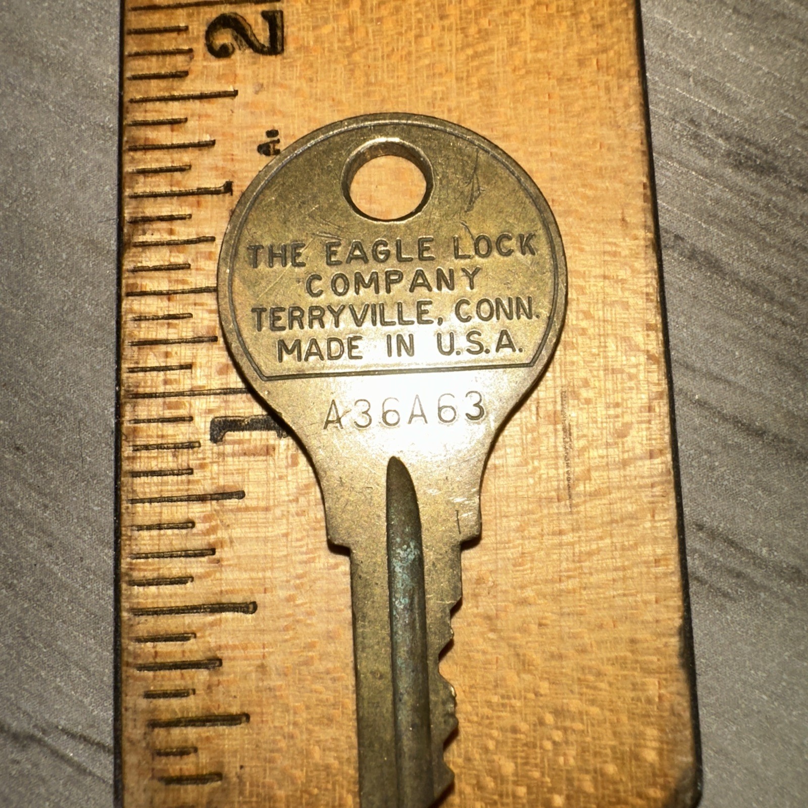 Antique Eagle Lock Co. Key #A36A63 Majestic Eagle Brass Key!
