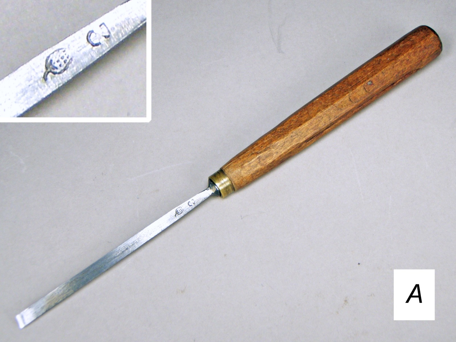 2x Vintage Pro H Taylor Acorn + A Mystery Strawberry Carving Tools Chisels VGC
